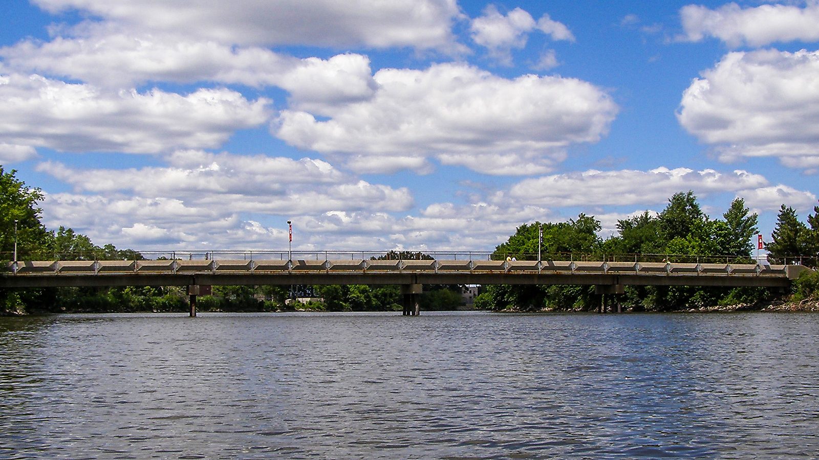 The Fairleigh Dickinson University footbridge crossing the Hackensack River at the Metropolitan Campus in Teaneck, NJ